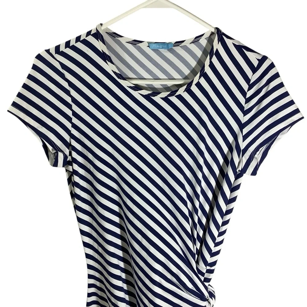 J. McLaughlin Navy and White Elora Striped Dress Striped Nautical
